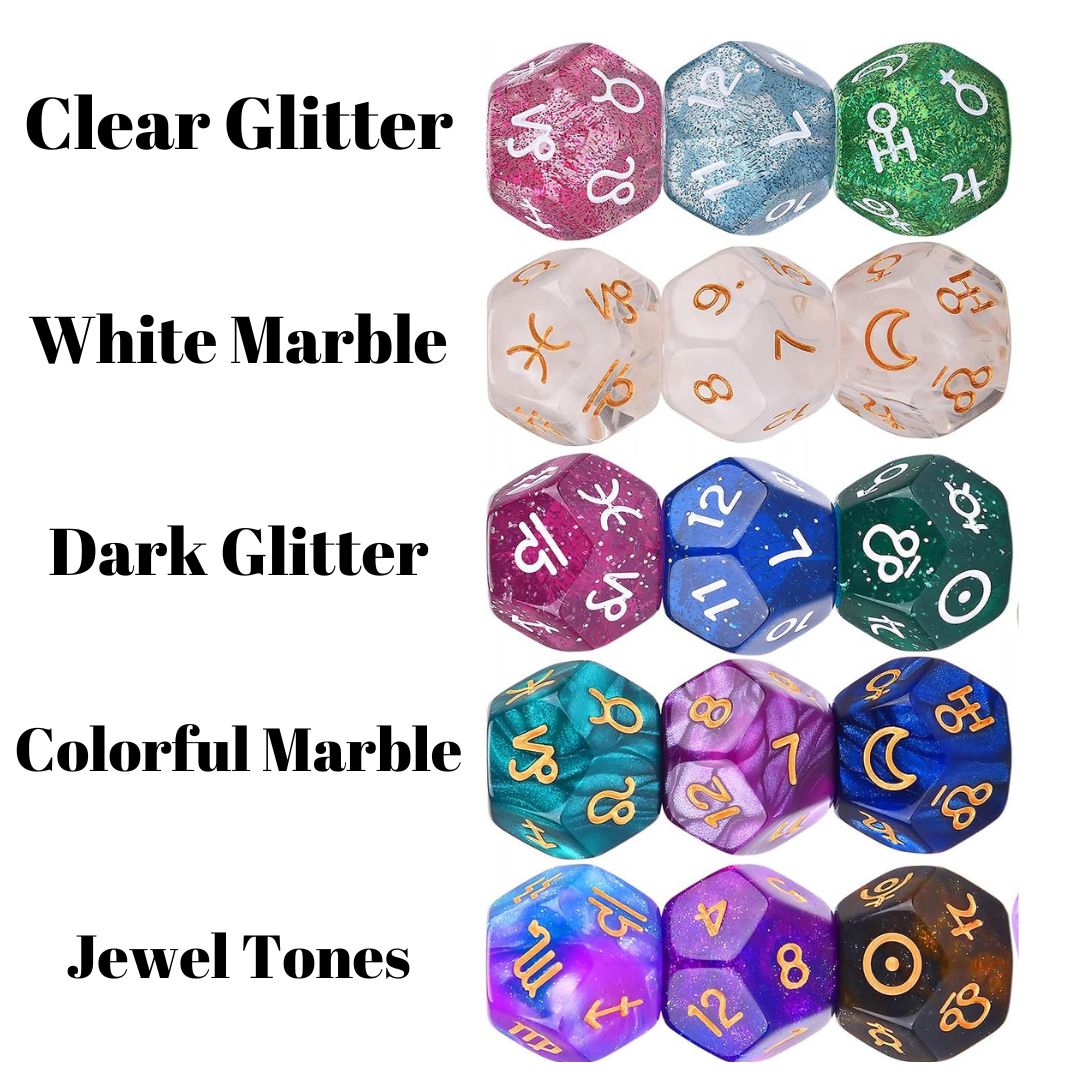 Astro Dice with Velvet bag and Interpretation Guide - Divination Dice for connecting w/ your Star Guides