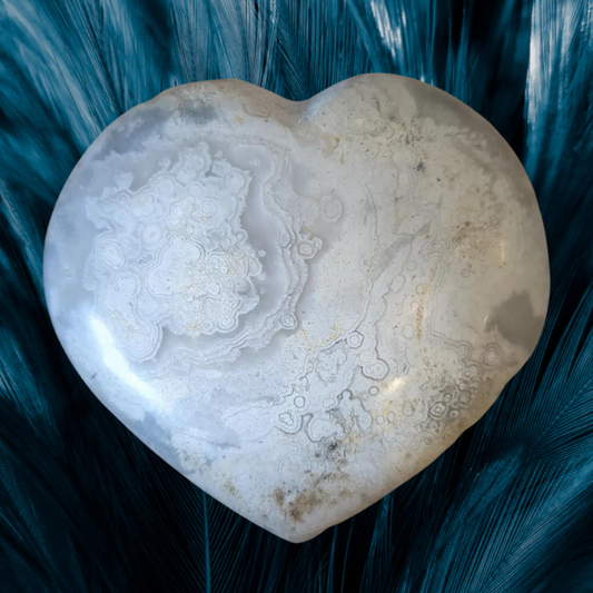 Flower Agate Heart 4"~ Manifestation with Divine Feminine Energy