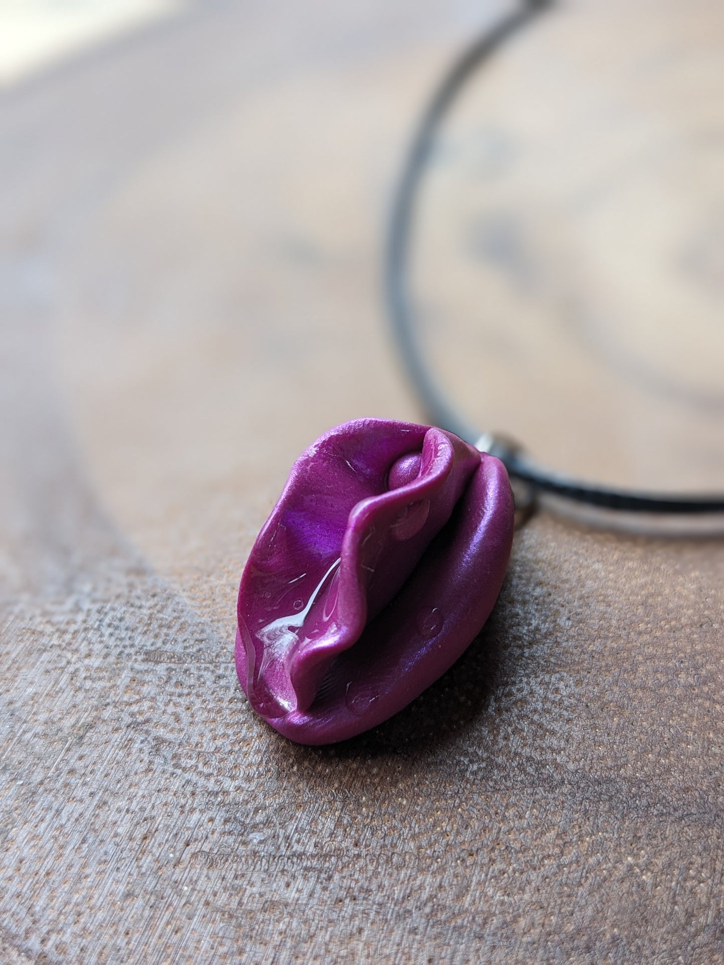 Fuchsia Vulva Necklace Luscious Lips Collection by Melinda Love